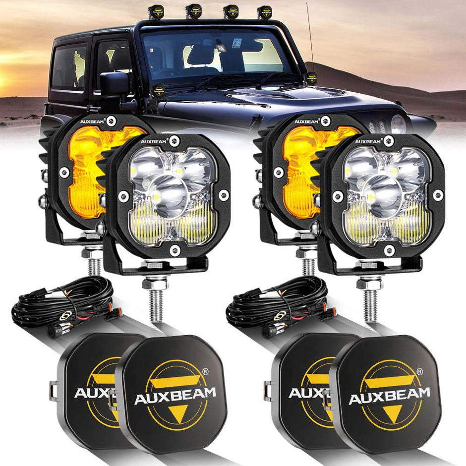 3 Inch 80W 9600LM LED Pods Lights White&Amber for JEEP