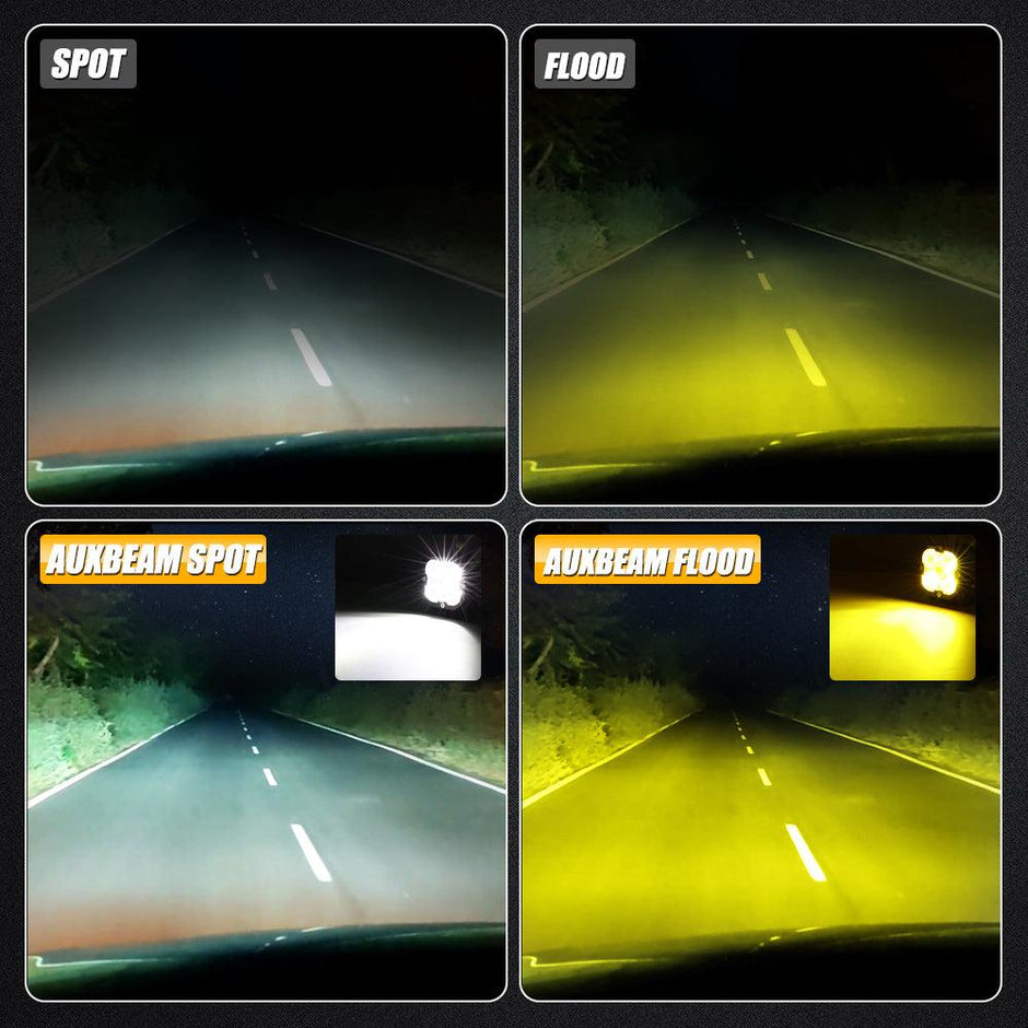 3 Inch 80W 9600LM LED Pods Lights White&Amber for JEEP