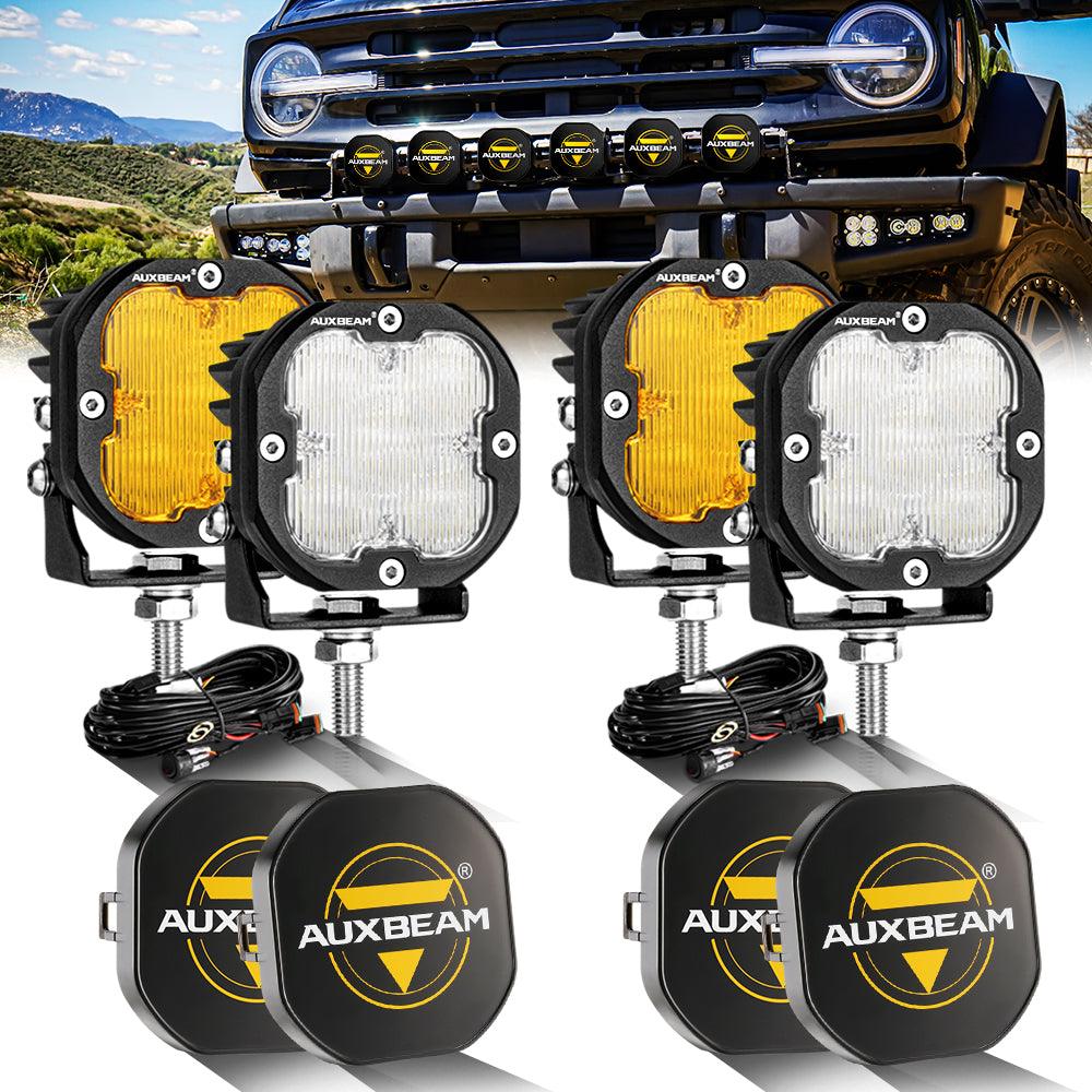 XP-ULTRA Series 3 Inch 80W Flood Beam LED Pods Amber&White Offroad Lights