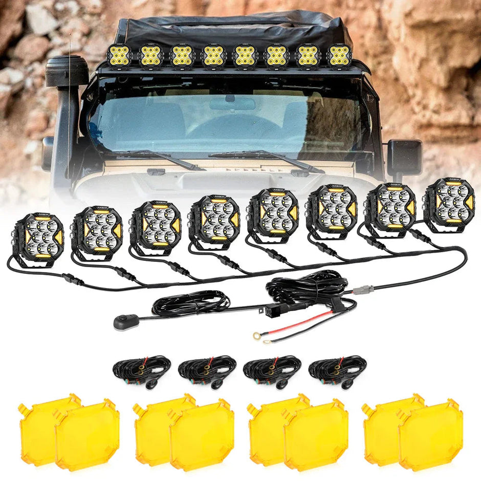 CUBE-Z Series 4 Inch Spot LED Pod Lights Off Road Lights with White DRL & Amber Turn Signal Lights