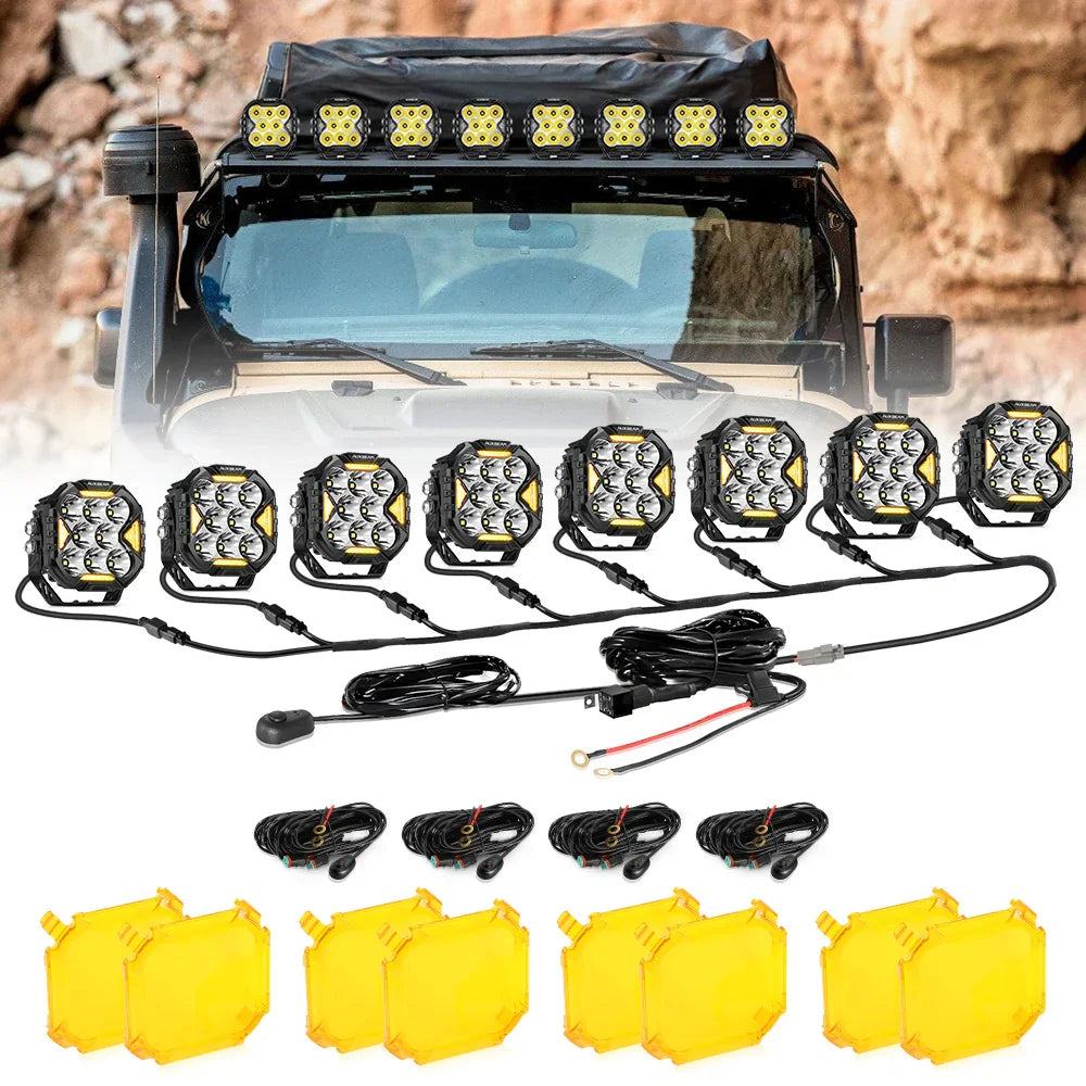 CUBE-Z Series 4 Inch LED Pod Lights Off Road Lights with White DRL & Amber Turn Signal Lights