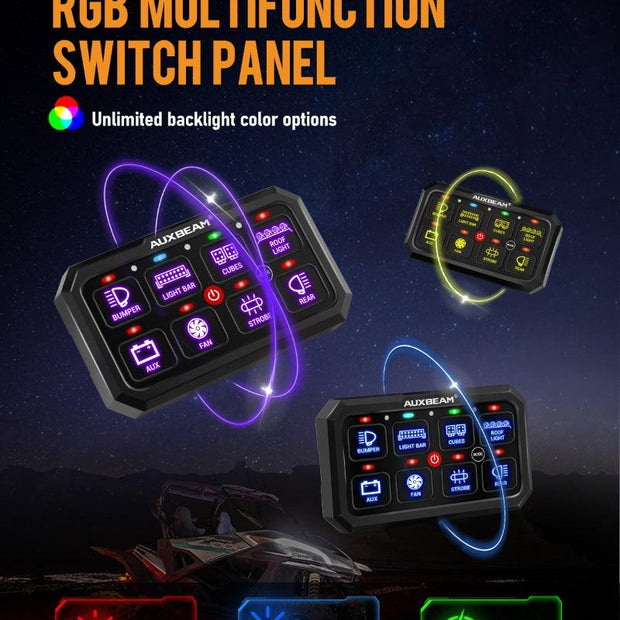 RB80 XL RGB Switch Panel without APP, Toggle/ Momentary/ Pulsed Mode Supported (Two-Sided Outlet)