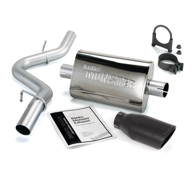 Banks Monster Exhaust System Single Exit Black Obround Tip 97-99 Jeep 2.5/4.0L Wrangler (51312-B)