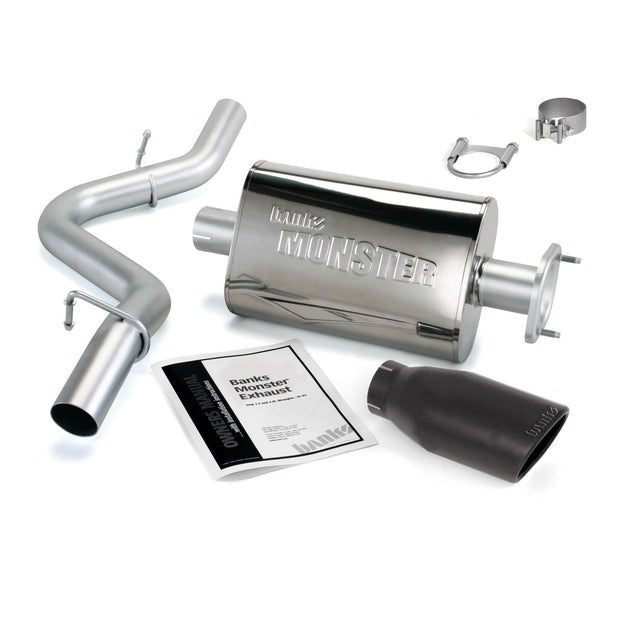 Banks Monster Exhaust System Single Exit Black Obround Tip 04-06 Jeep 4.0L Wrangler TJ (51314-B)