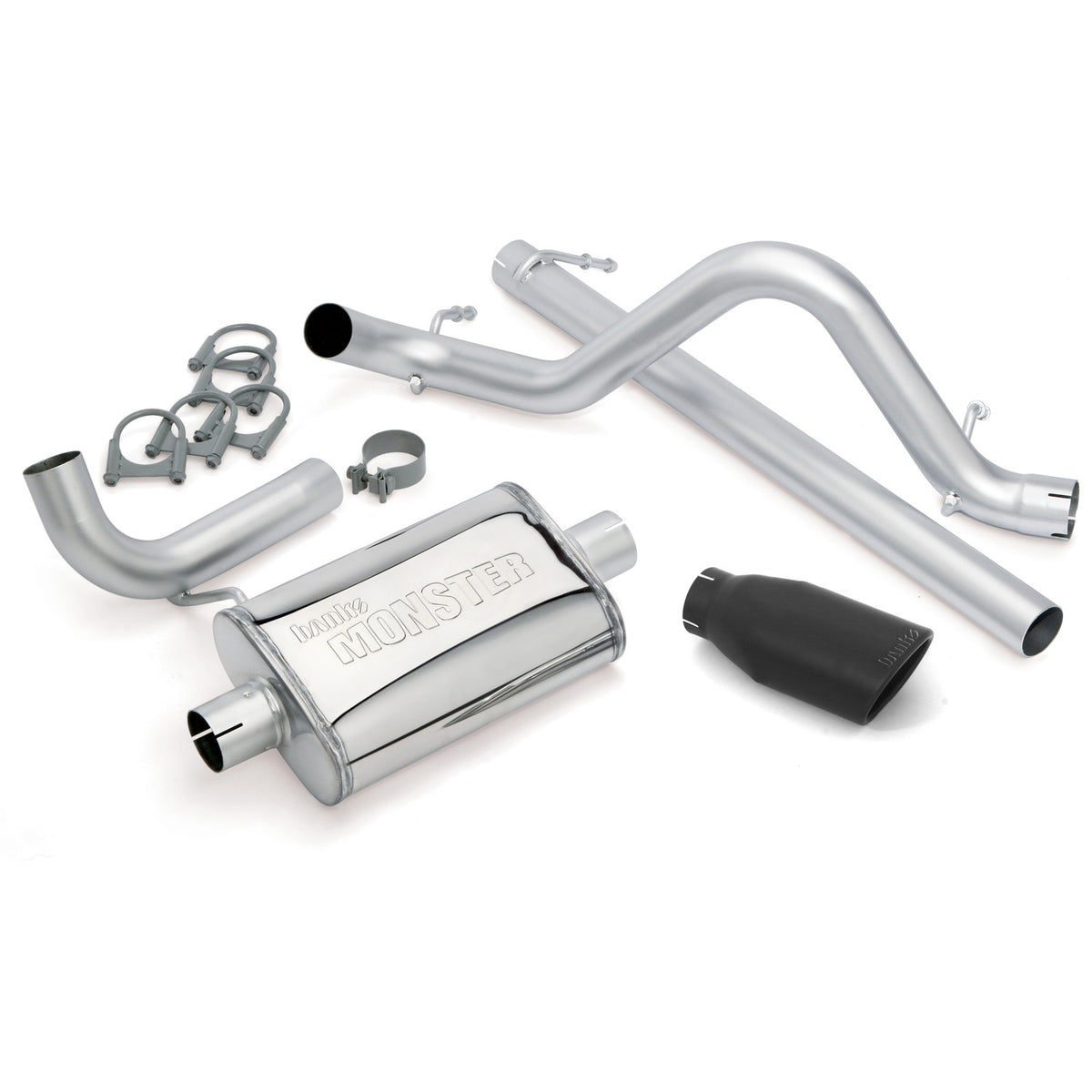 Banks Monster Exhaust System Single Exit Black Obround Tip 07-11 Jeep 3.8L Wrangler 2 Door (51321-B)