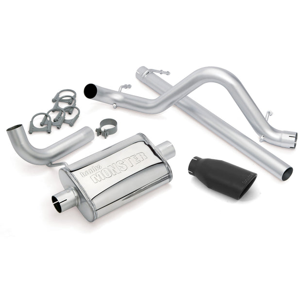 Banks Monster Exhaust System Single Exit Black Obround Tip 07-11 Jeep 3.8L Wrangler 2 Door (51321-B)