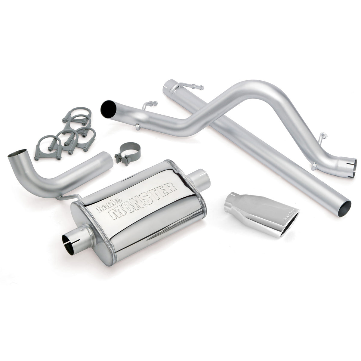 Banks Monster Exhaust System Single Exit Chrome Obround Tip 07-11 Jeep 3.8L Wrangler 2 Door (51321)