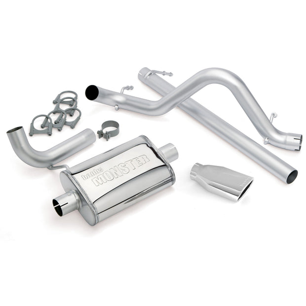 Banks Monster Exhaust System Single Exit Chrome Obround Tip 07-11 Jeep 3.8L Wrangler 2 Door (51321)