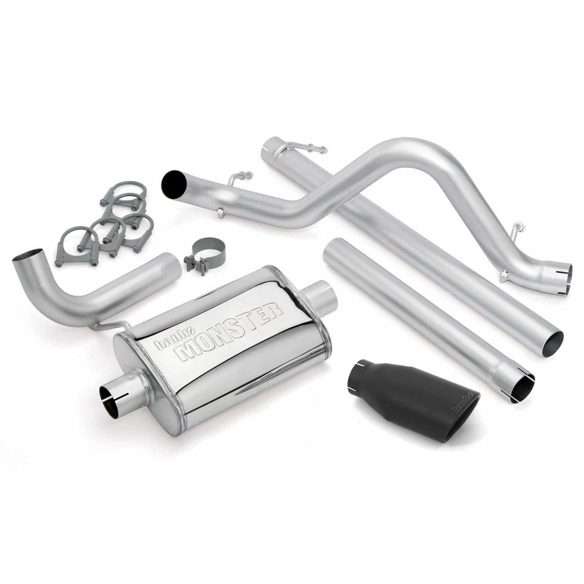 Banks Monster Exhaust System Single Exit Black Obround Tip 07-11 Jeep 3.8L Wrangler Unlimited 4 Door (51322-B)