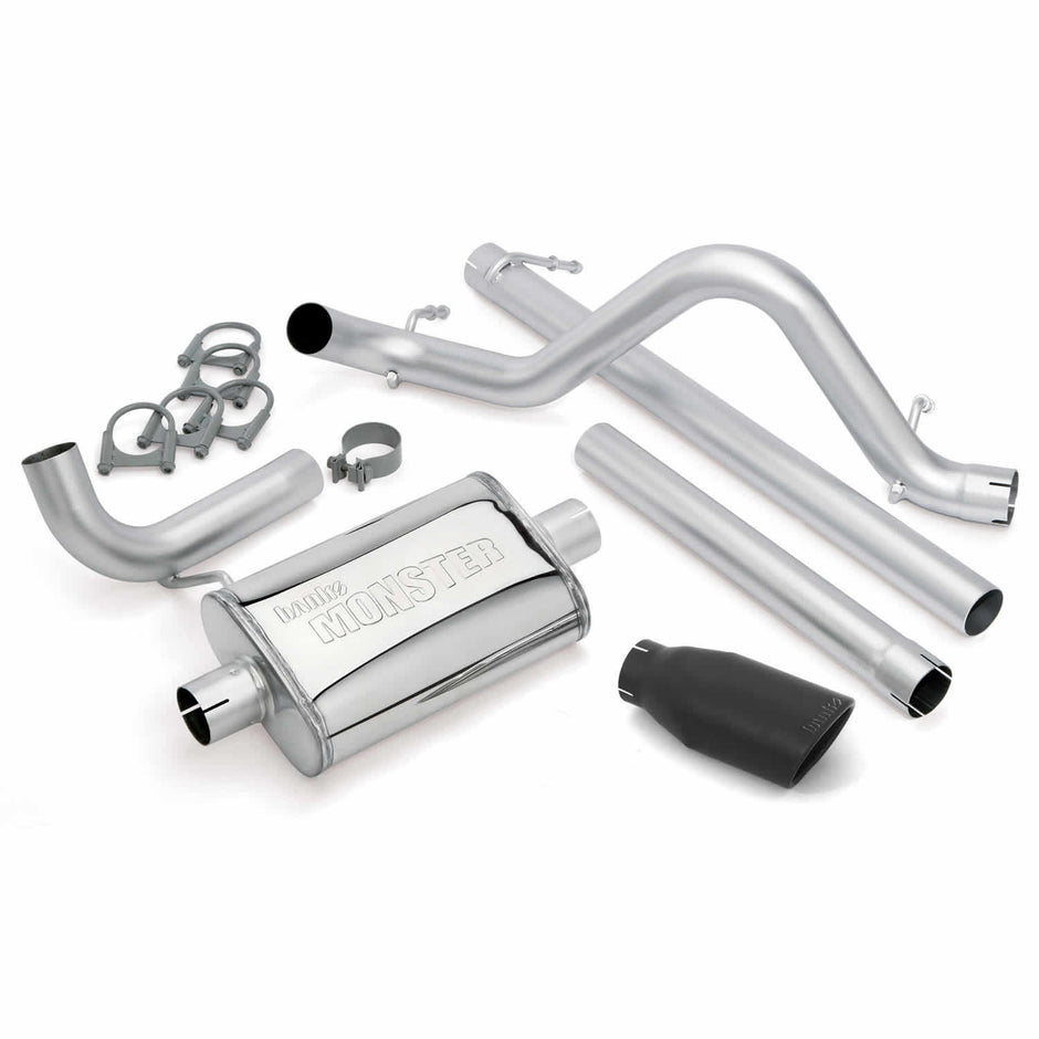 Banks Monster Exhaust System Single Exit Black Obround Tip 07-11 Jeep 3.8L Wrangler Unlimited 4 Door (51322-B)
