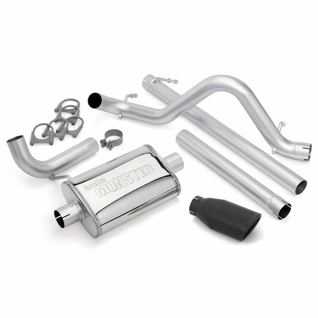 Banks Monster Exhaust System Single Exit Black Obround Tip 07-11 Jeep 3.8L Wrangler Unlimited 4 Door (51322-B)