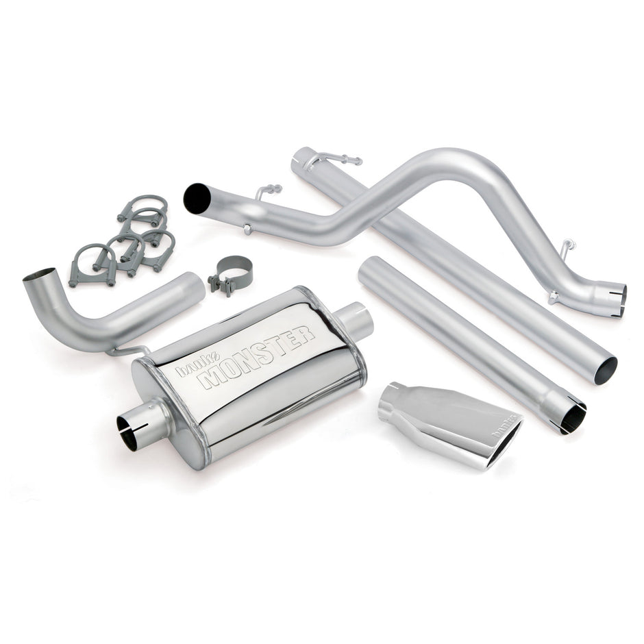 Banks Monster Exhaust System Single Exit Chrome Obround Tip 07-11 Jeep 3.8L Wrangler Unlimited 4 Door (51322)