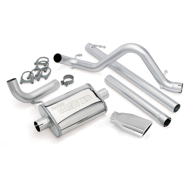Banks Monster Exhaust System Single Exit Chrome Obround Tip 07-11 Jeep 3.8L Wrangler Unlimited 4 Door (51322)