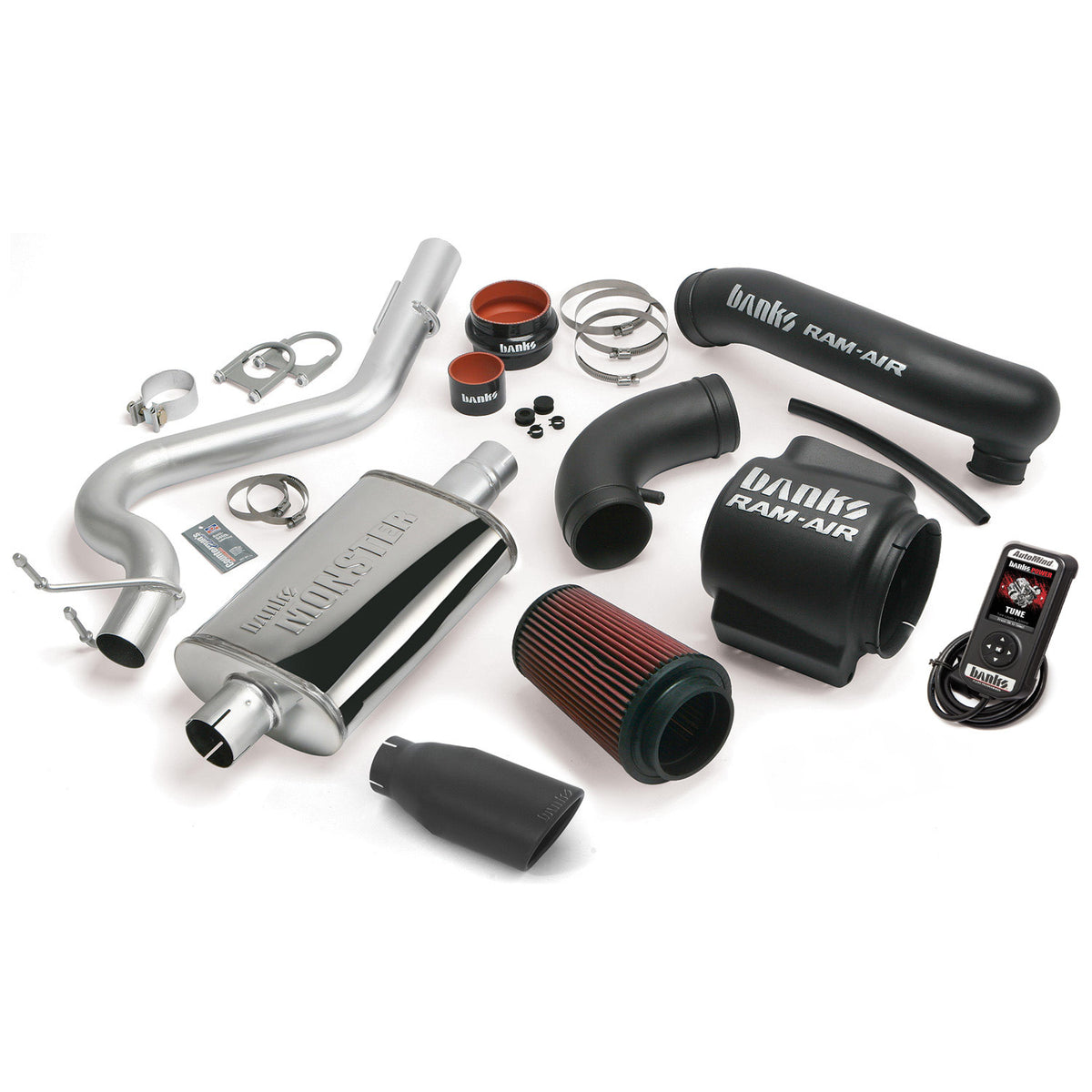 Banks Stinger Bundle Power System w/Single Exit Exhaust Black Tip 98-99 Jeep 4.0L Wrangler TJ (51330-B)