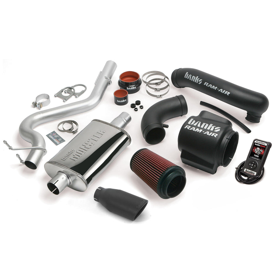 Banks Stinger Bundle Power System w/Single Exit Exhaust Black Tip 04-06 Jeep 4.0L Wrangler TJ (51334-B)