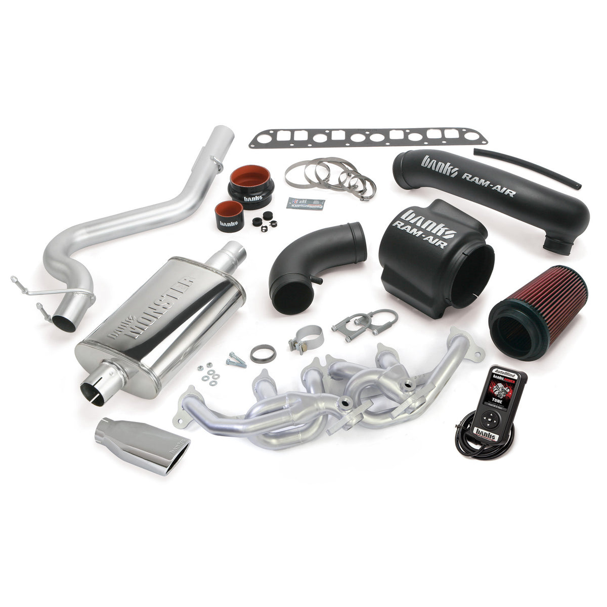 Banks PowerPack Bundle Complete Power System w/AutoMind Programmer Chrome Tip 04-06 Jeep 4.0L Wrangler TJ (51335)