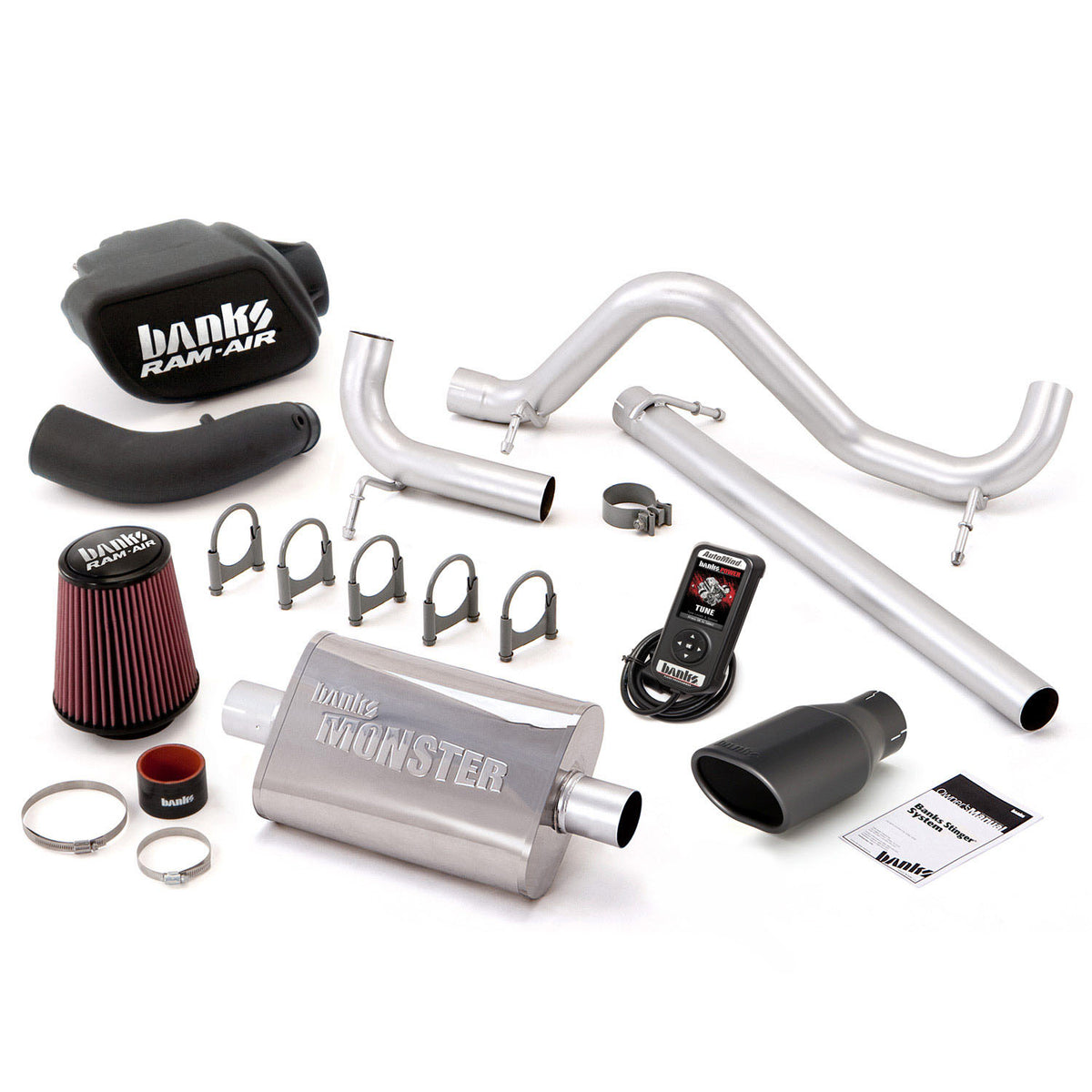 Banks Stinger Bundle Power System w/AutoMind Single Exit Exhaust Black Tip 07-11 Jeep 3.8L Wrangler JK 2 Door (51339-B)
