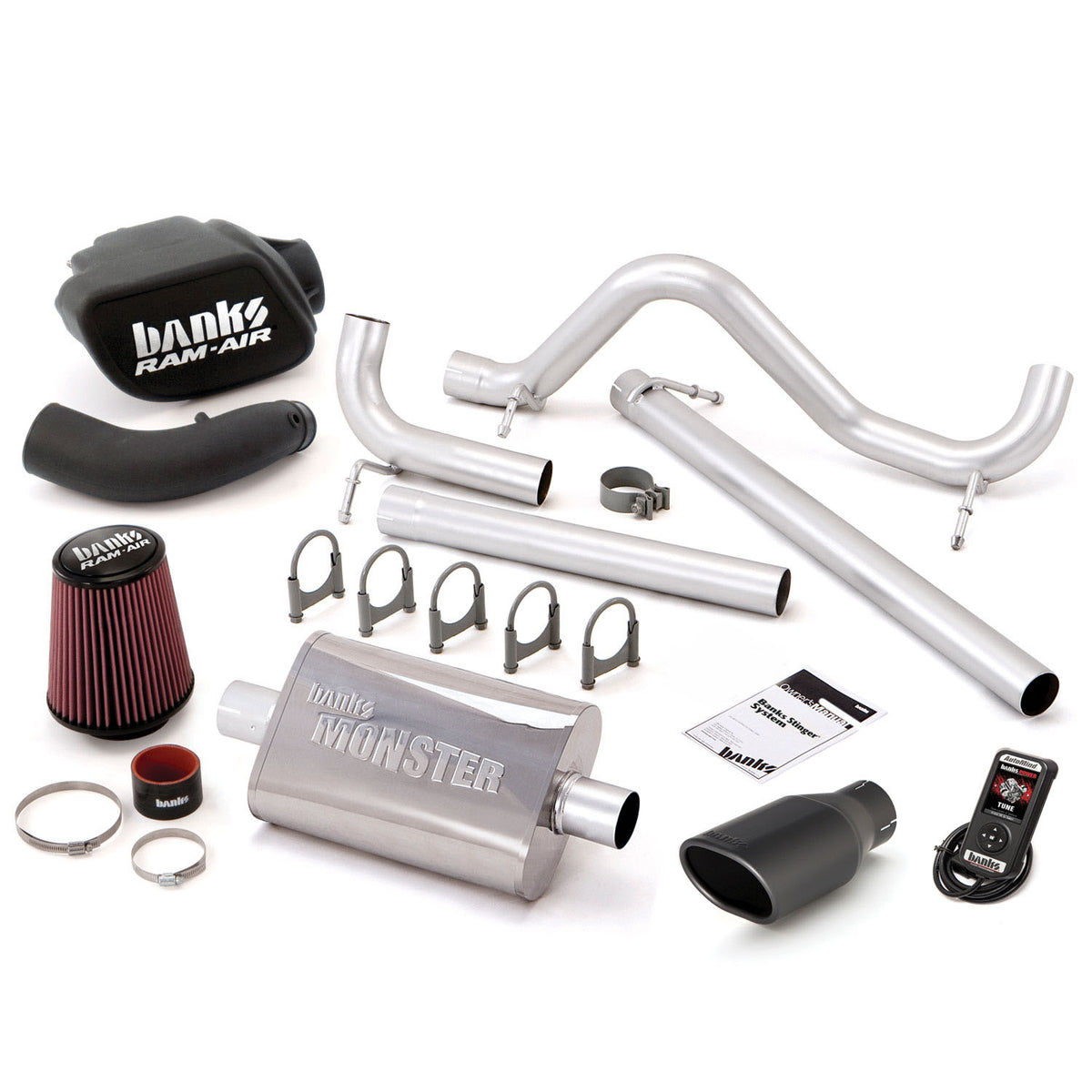 Banks Stinger Bundle Power System w/AutoMind Single Exit Exhaust Black Tip 07-11 Jeep 3.8L Wrangler JK Unlimited 4 Door (51341-B)