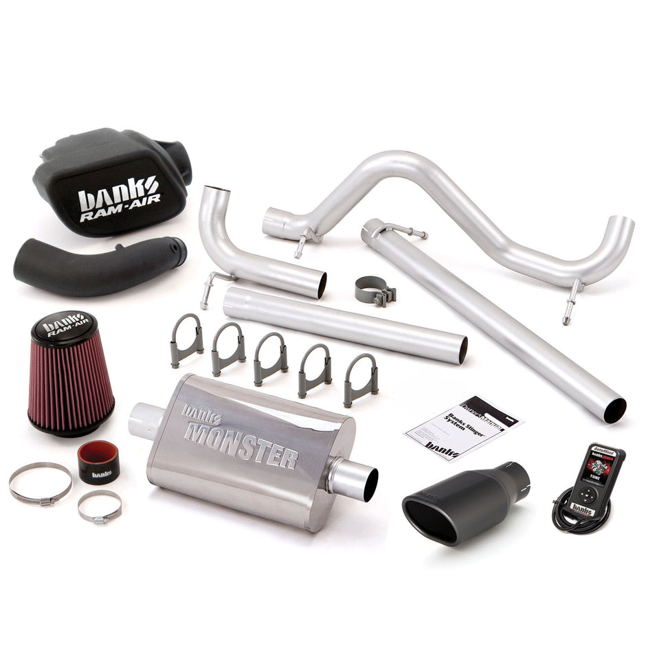 Banks Stinger Bundle Power System w/AutoMind Single Exit Exhaust Black Tip 07-11 Jeep 3.8L Wrangler JK Unlimited 4 Door (51341-B)