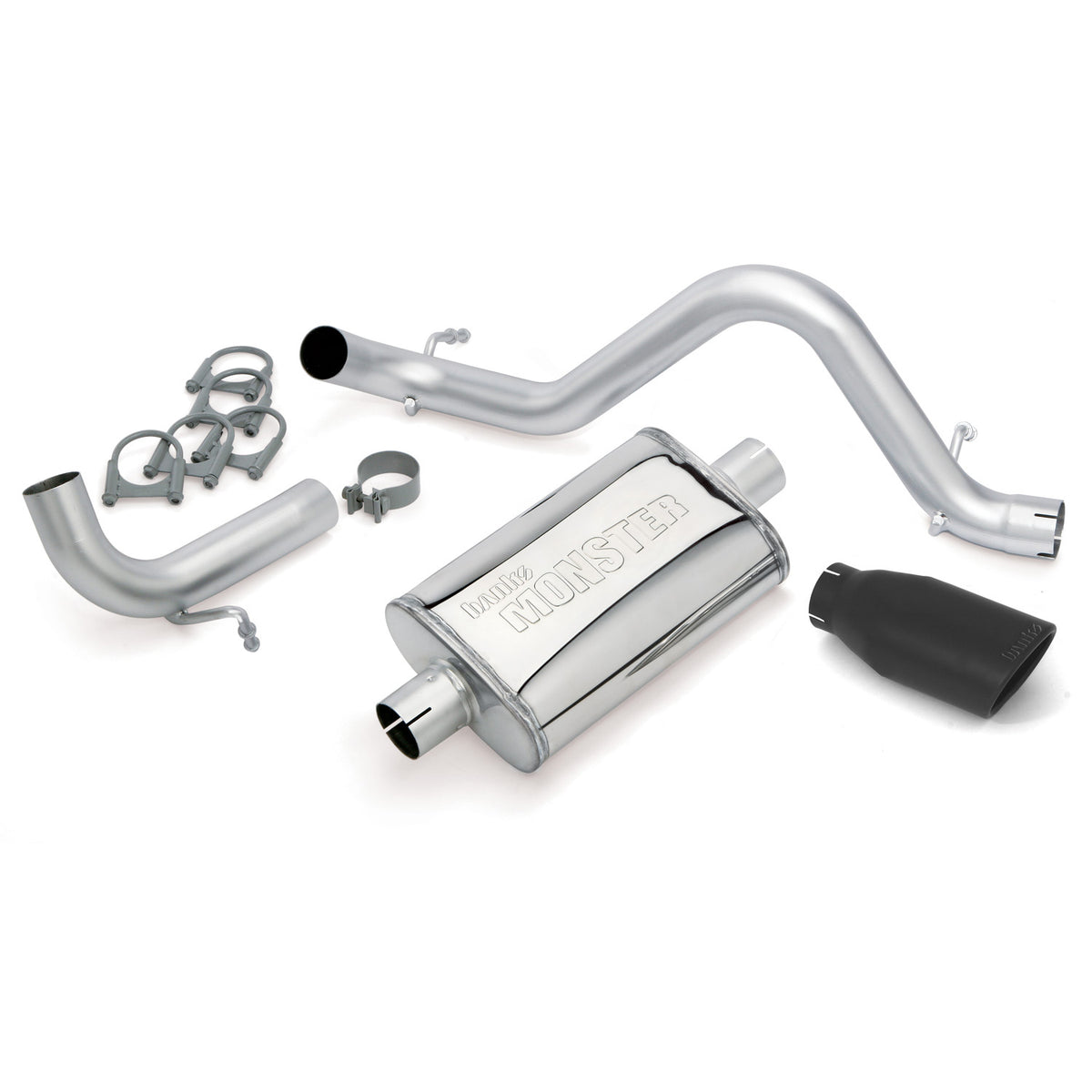 Banks Monster Exhaust System Single Exit Black Obround Tip 12-18 Jeep 3.6L Wrangler JK 2 Door (51342-B)