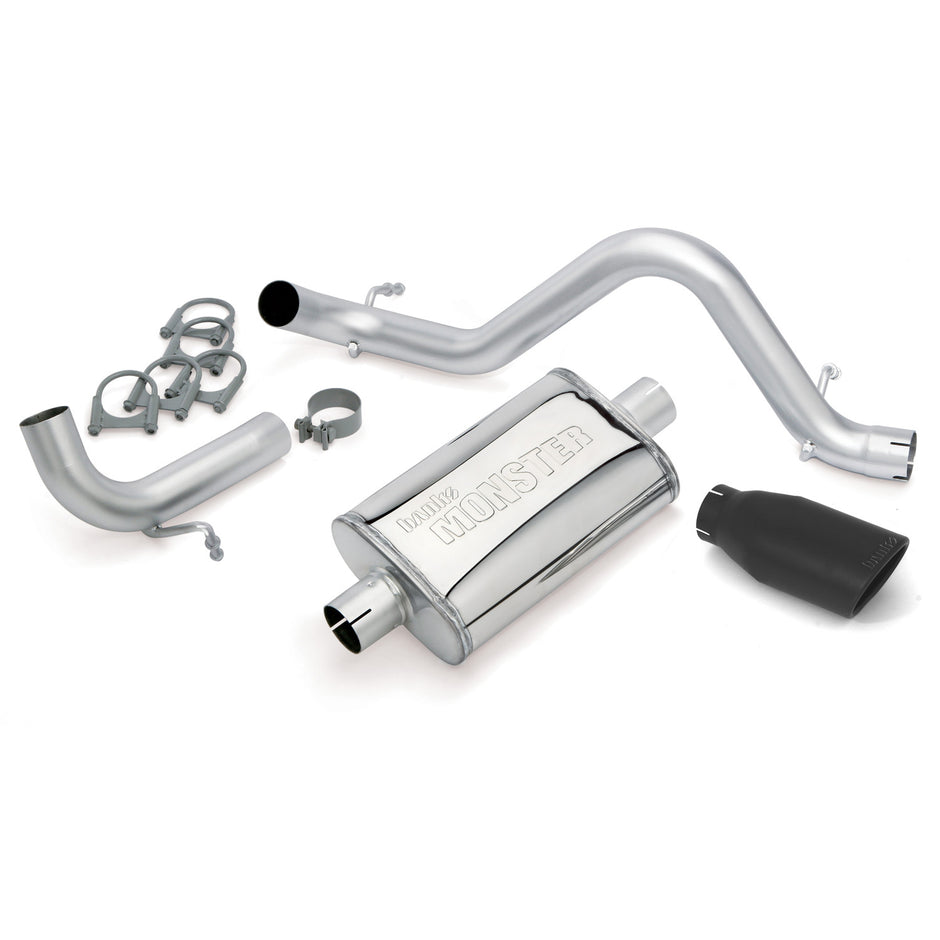 Banks Monster Exhaust System Single Exit Black Obround Tip 12-18 Jeep 3.6L Wrangler JK 2 Door (51342-B)