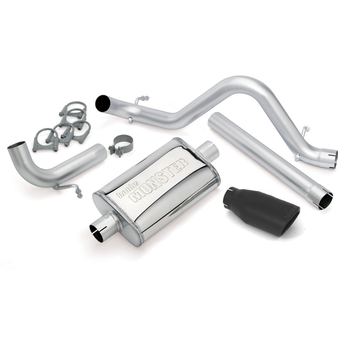 Banks Monster Exhaust System Single Exit Black Obround Tip 12-18 Jeep 3.6L Wrangler JK Unlimited 4 Door (51343-B)