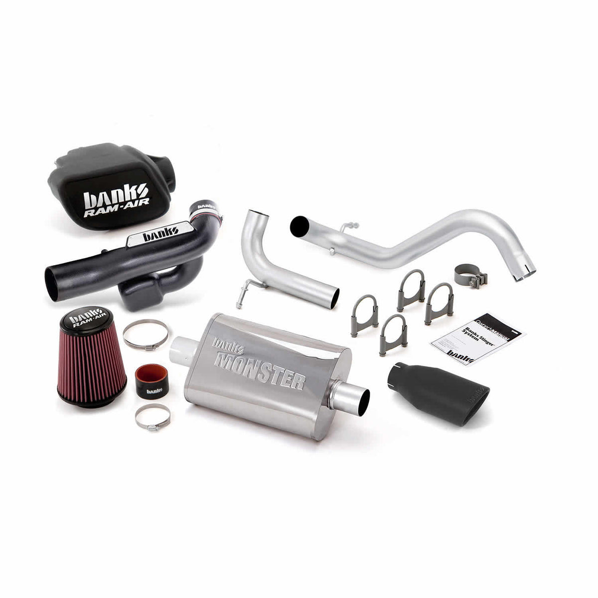 Banks Stinger Bundle Power System No AutoMind w/Single Exit Exhaust Black Tip 12-18 Jeep 3.6L Wrangler JK All 2 Door (51344-B)