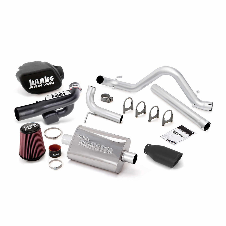 Banks Stinger Bundle Power System No AutoMind w/Single Exit Exhaust Black Tip 12-18 Jeep 3.6L Wrangler JK All 4 Door (51345-B)