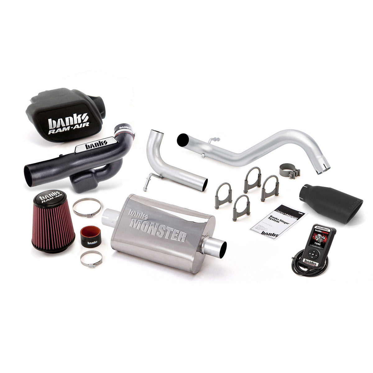 Banks Stinger Bundle Power System w/AutoMind Single Exit Exhaust Black Tip 12-14 Jeep 3.6L Wrangler All 2 Door (51348-B)
