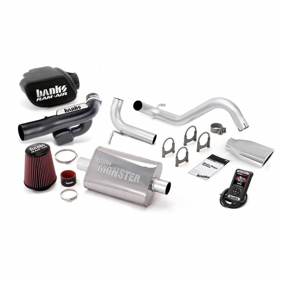 Banks Stinger Bundle Power System w/AutoMind Single Exit Exhaust Chrome Tip 12-14 Jeep 3.6L Wrangler All 2 Door (51348)