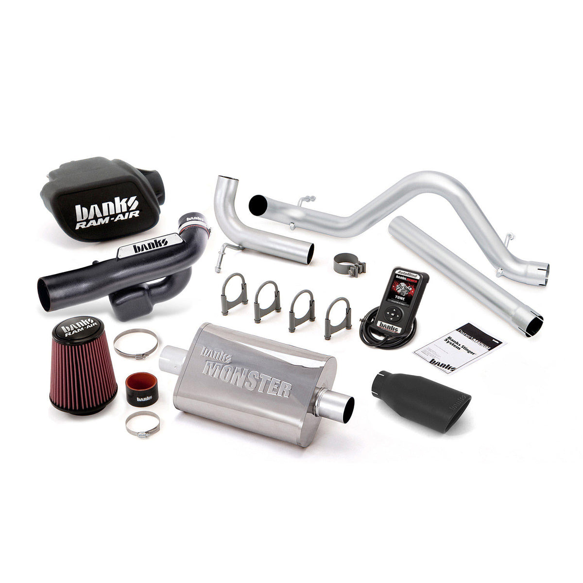 Banks Stinger Bundle Power System w/AutoMind Single Exit Exhaust Black Tip 12-14 Jeep 3.6L Wrangler 4 Door (51349-B)