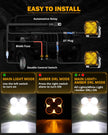 XP-ULTRA Series 4.5 Inch 128W 15200LM Spot Beam LED Pod Lights Off Road Lights with Amber DRL