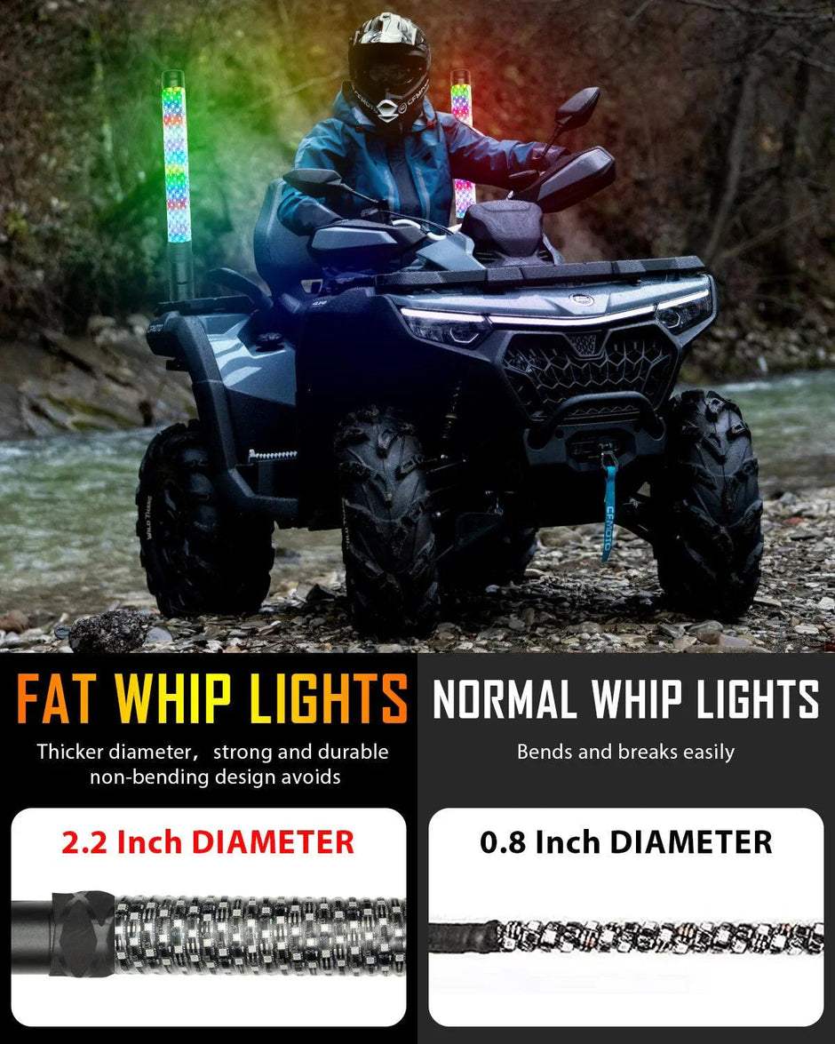 1.9FT ew LED RGB Whip Lights with Turn Signal & Brake Light, Bluetooth APP/ Remote Control