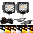 4 Inch 6 Modes White&Amber LED Working Light LED Pods with Dual A-Pillar Mounting Bracket For Ford Bronco 2/4 Door 2021 2022
