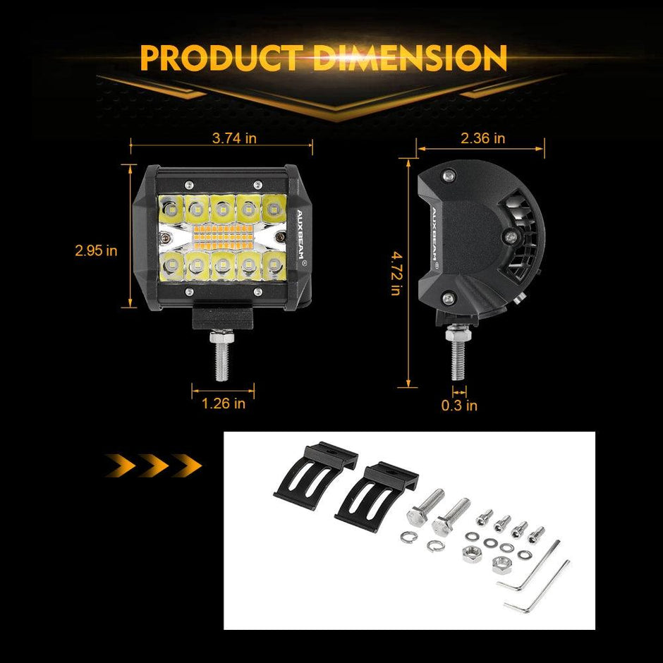 4 Inch 6 Modes White&Amber LED Working Light LED Pods with Dual A-Pillar Mounting Bracket For Ford Bronco 2/4 Door 2021 2022