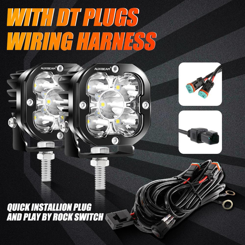 3 Inch 80W 9600LM LED Pods Lights White&Amber for FORD