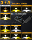 (2pcs/set)3 Inch Motorcycle LED Spotlight Bi-LED Projector Lens Headlight 120W Dual Color Switchback LED Work Light 3+5 Light Modes for Motorcycle SUV ATV Trucks(MT8S)