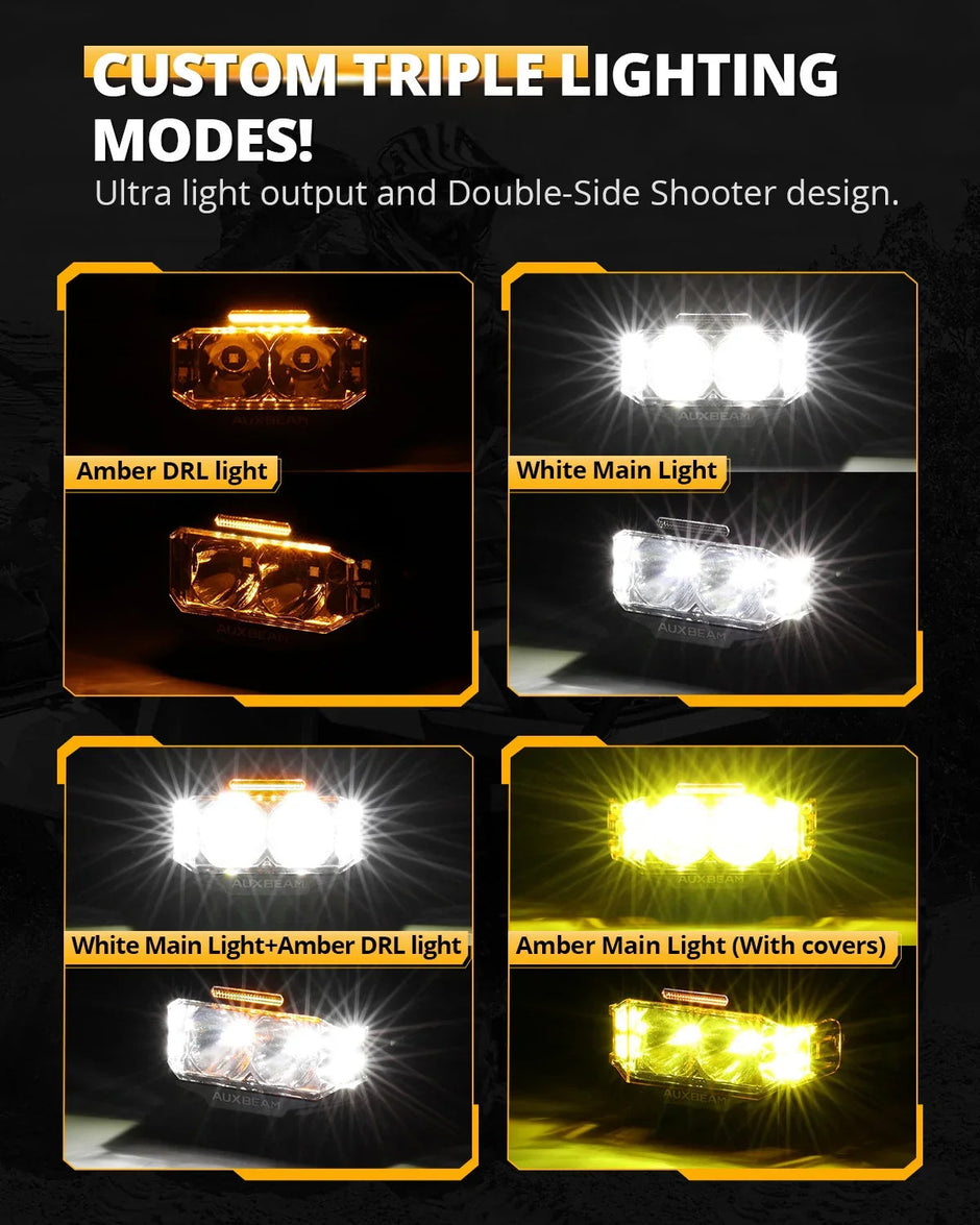 V-MAX Series | 4 Inch 72W 6960LM Spot Beam Side Shooter LED Rectangular Pod Lights with Amber DRL