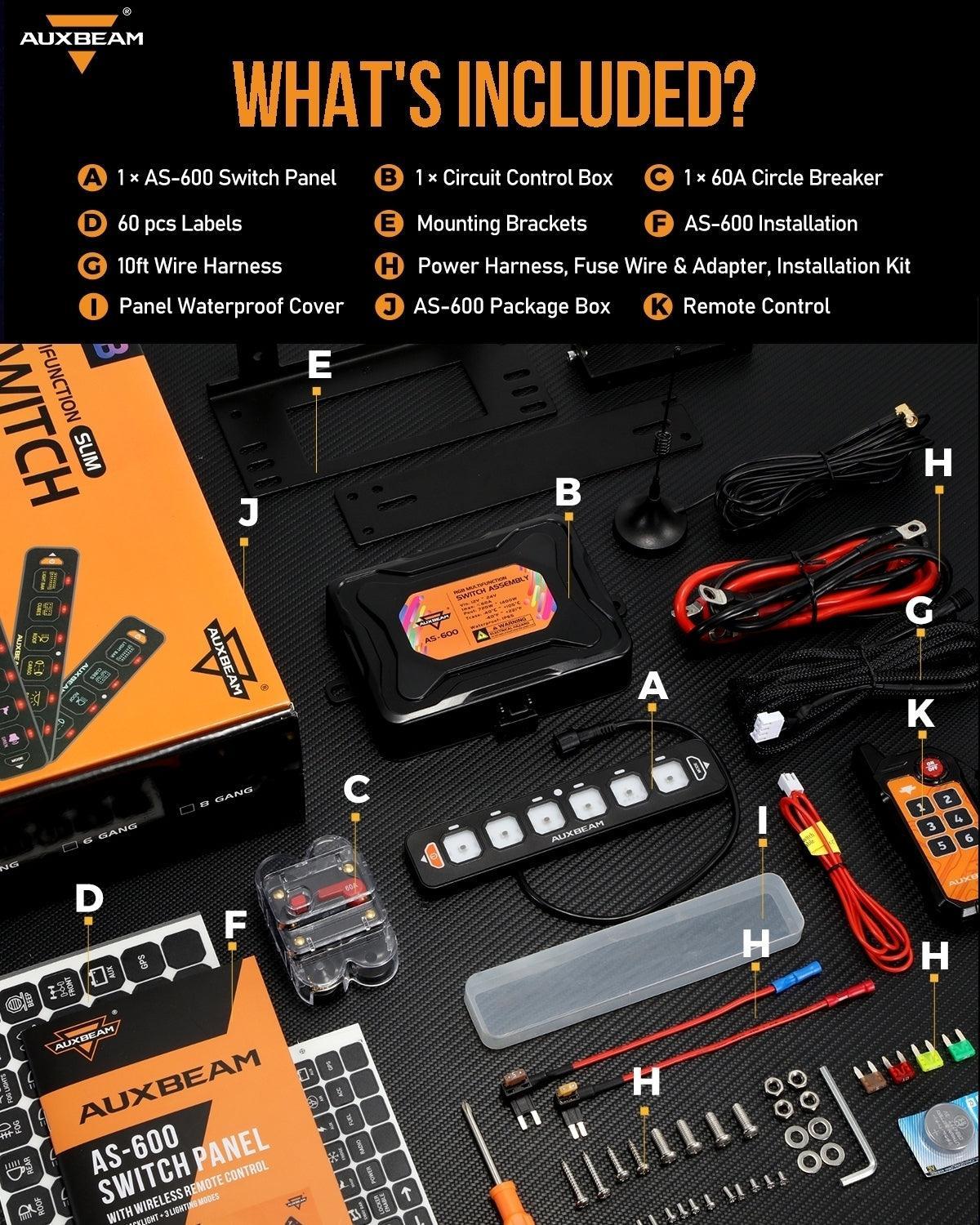 AS Series 4/6/8 Gang RGB Slim Switch Panel with APP&Remote Control, Toggle/ Momentary/ Pulsed Mode Supported(One-Sided Outlet)