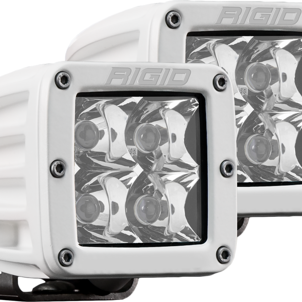 Hybrid Spot Surface Mount White Housing Pair D-Series Pro RIGID Industries
