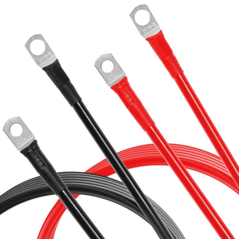 7FT 7AWG Battery Cables Tinned Copper Ring Terminal Lugs Battery Wires