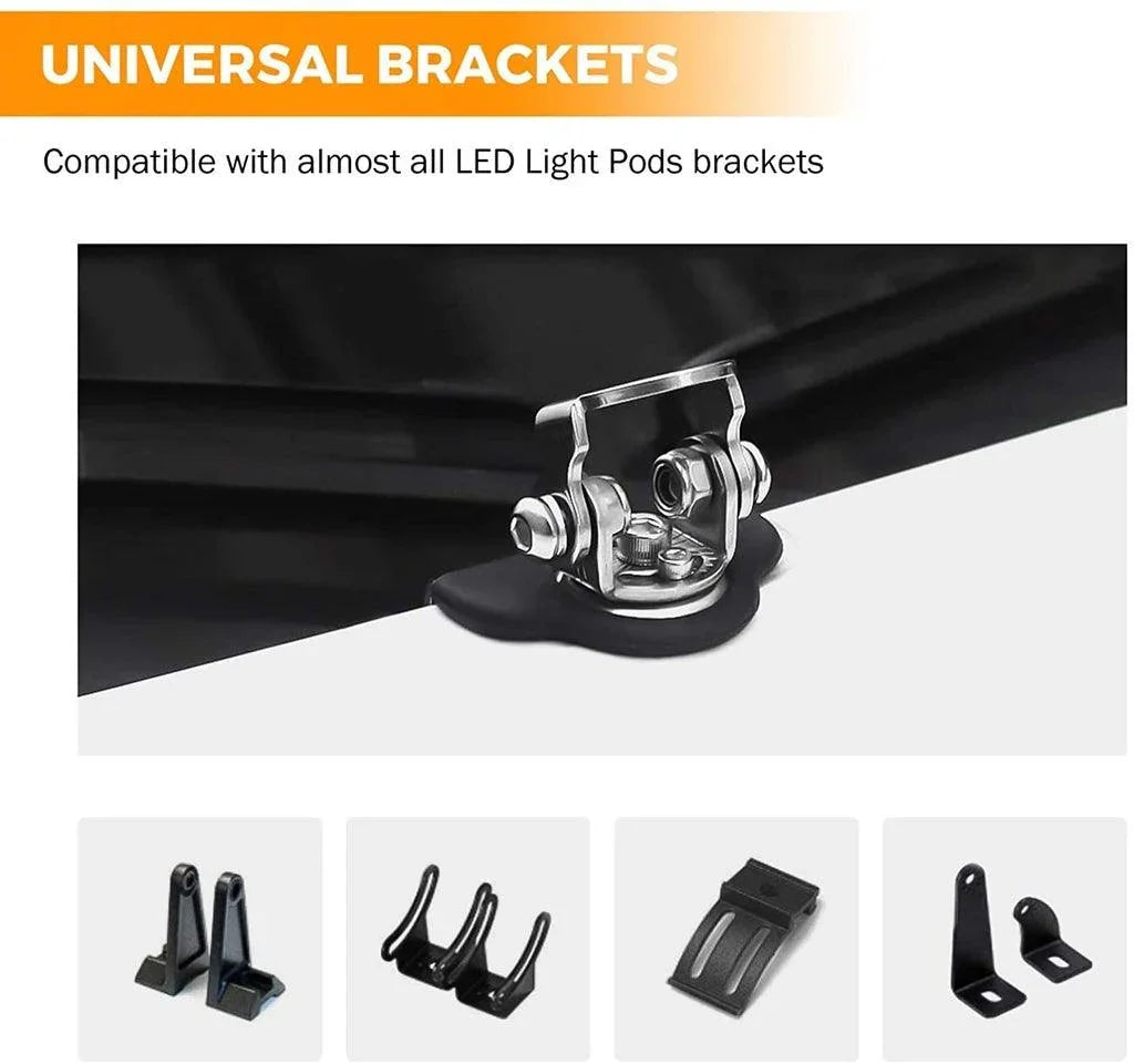 3 Inch 40W Spot/Flood Beam LED Pods Light + Universal LED Working Lights Mounting Brackets