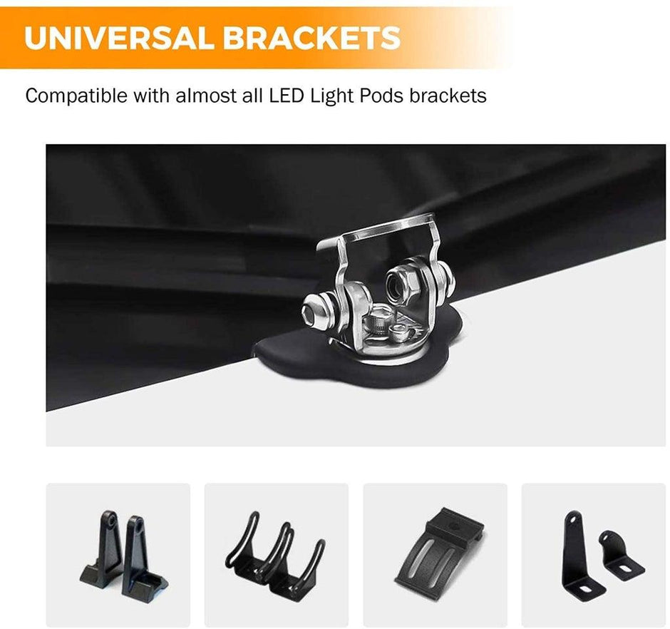 3 Inch 40W Spot/Flood Beam LED Pods Light + Universal LED Working Lights Mounting Brackets