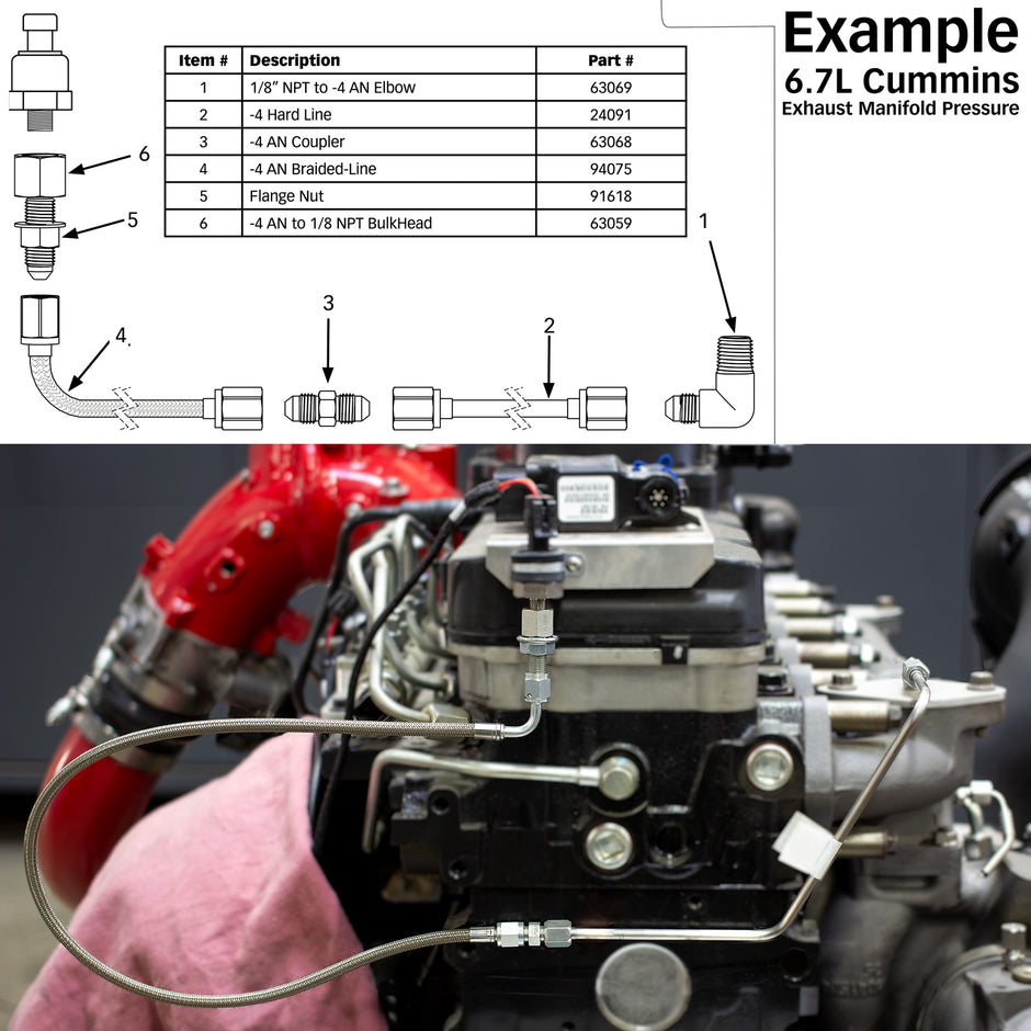 Pressure Sensor Remote Mount Kit for High-Temperature/Drive Pressure Measurements Banks Power