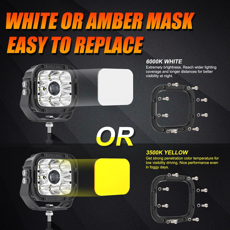 XP-ULTRA Series 5 Inch 110W 11000LM White/Amber LED Driving Lights Pods Light