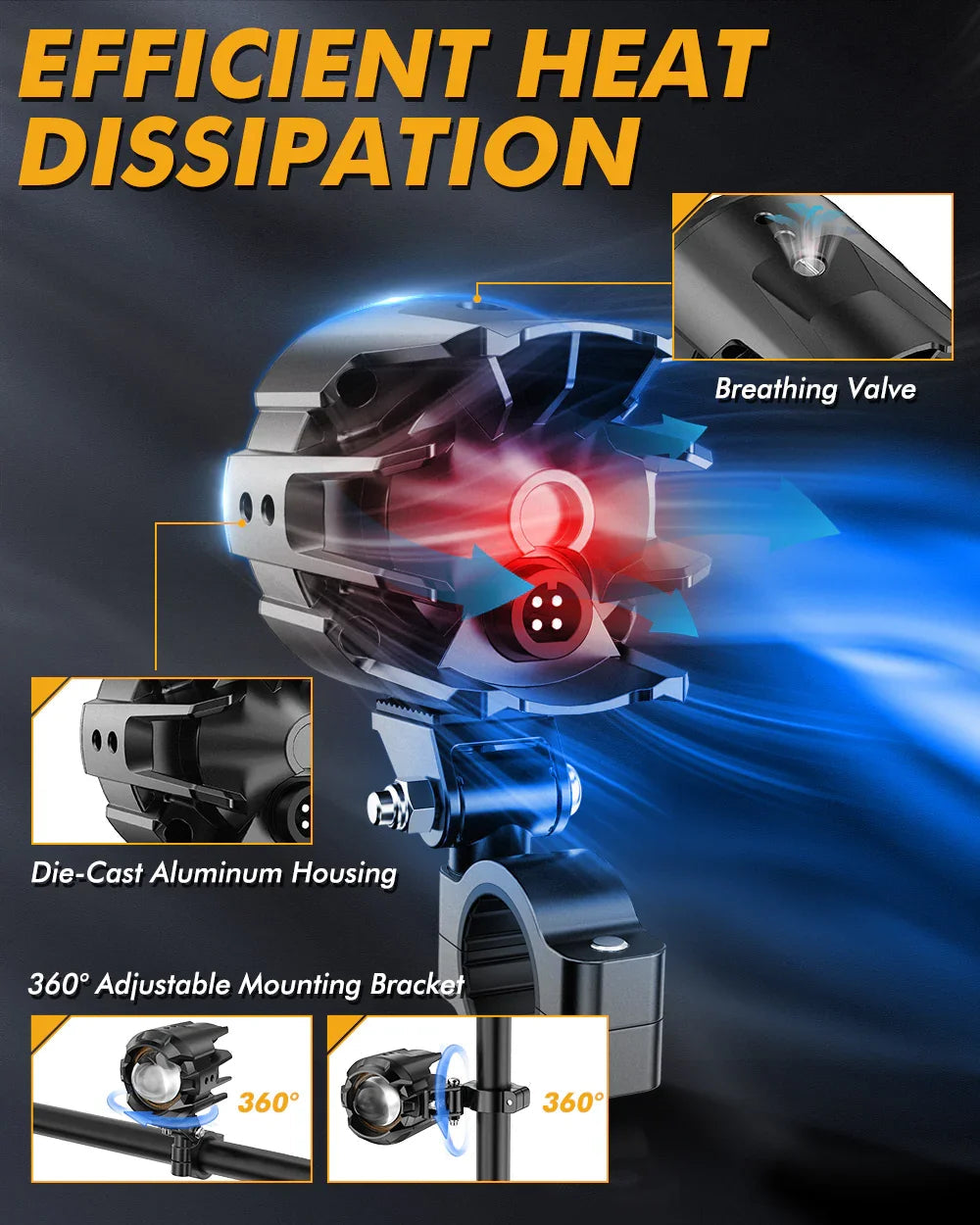 (2pcs/set)3 Inch Motorcycle LED Spotlight Bi-LED Projector Lens Headlight 120W Dual Color Switchback LED Work Light 3+5 Light Modes for Motorcycle SUV ATV Trucks(MT8S)