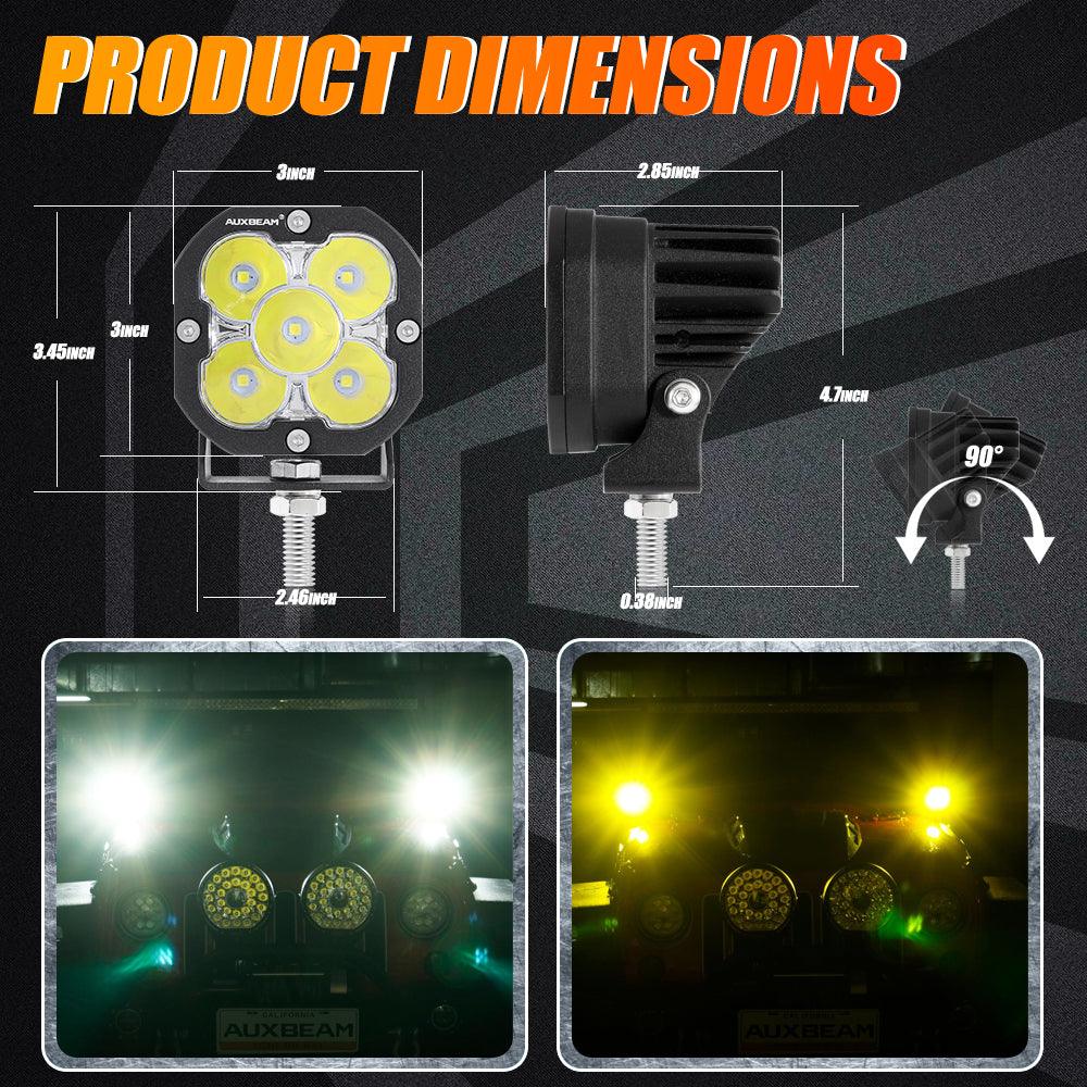 XP-ULTRA Series 3 Inch 80W 9600LM LED Pods Lights White&Amber