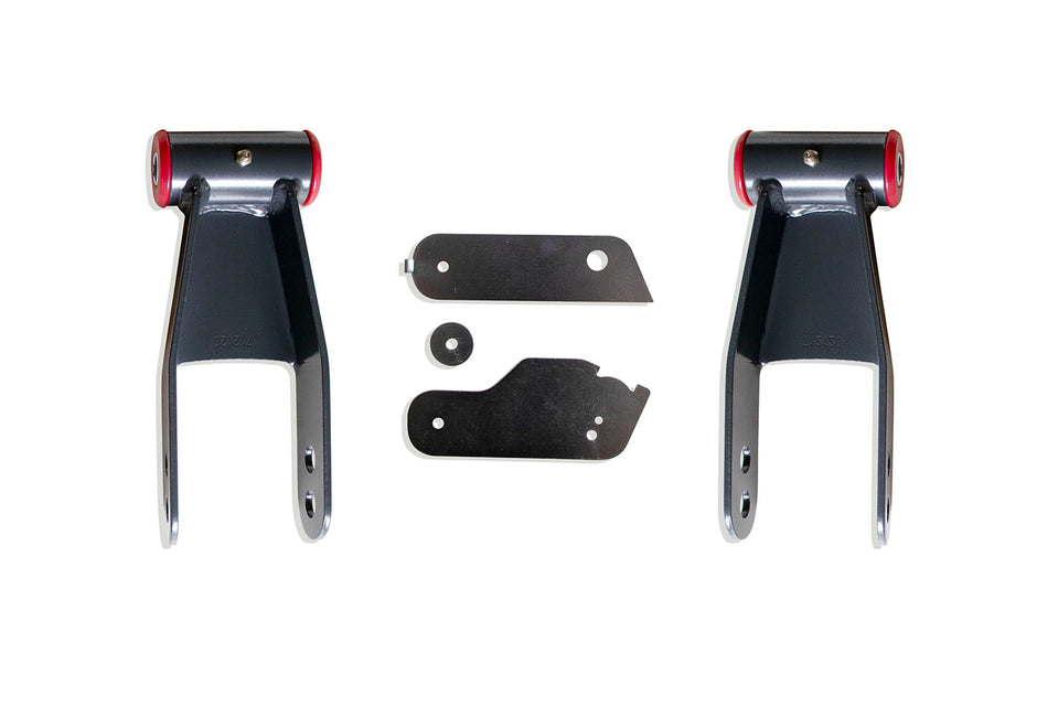 2019-2025 SILVERADO/SIERRA 1500 2WD/4WD 2" LOWERING SHACKLES & SENSOR BRACKETS (ADAPTIVE RIDE MODELS)