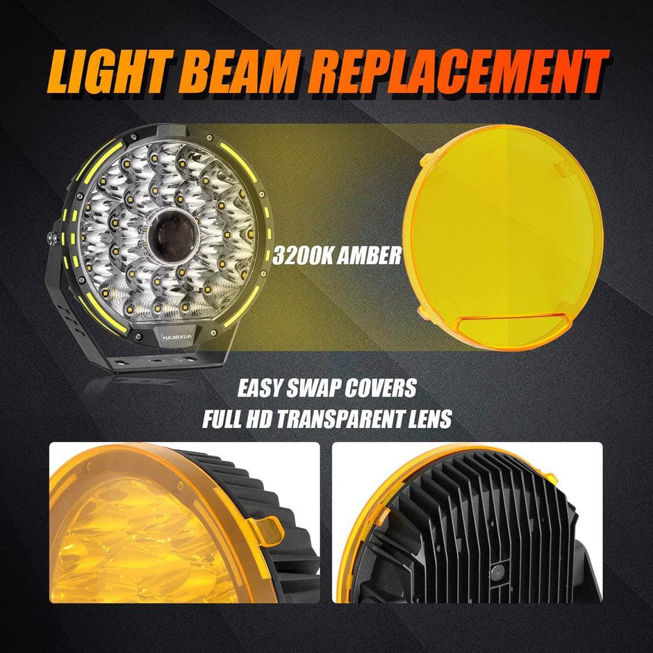 (2pcs/set) 9 INCH 270W 37776LM 360-PRO Series Custom Lens LED Driving Lights+Amber/Black Covers(Optional) for Toyota Tacoma 2016 2017 2018 2019 2020 2021