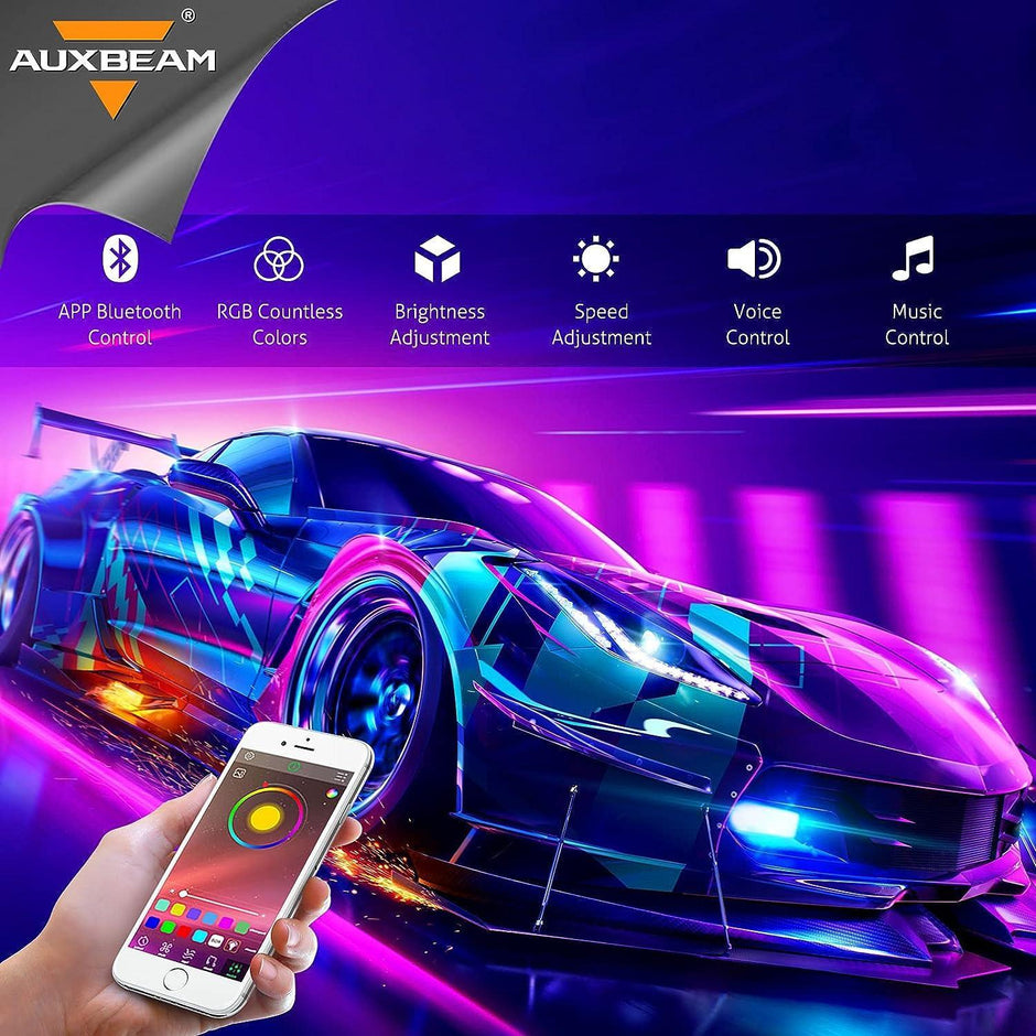 RGB LED Rock Light Set with Bluetooth Controller